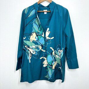 Chico's Teal and Blue Floral Tunic